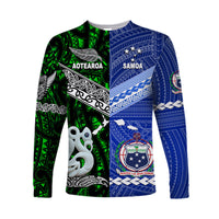 Samoa And New Zealand Long Sleeve Shirt Together - Green LT8 Unisex Green - Polynesian Pride
