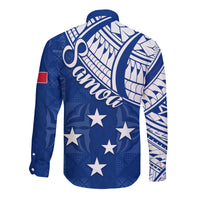 (Custom Personalised) Samoa Siapo Hawaii Long Sleeve Button Shirt Sporty Mix Barkcloth Panel LT13 - Polynesian Pride