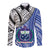 (Custom Personalised) Samoa Hawaii Long Sleeve Button Shirt Samoan Pattern Newest LT13 Unisex Blue - Polynesian Pride