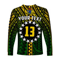 (Custom Text and Number) Cook Islands Long Sleeve Shirt Polynesian Pattern Stars LT13 - Polynesian Pride