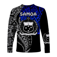 (Custom Personalised) Siva Samoa Long Sleeve Shirt Samoan Dance Mix Blue Polynesian LT13 - Polynesian Pride
