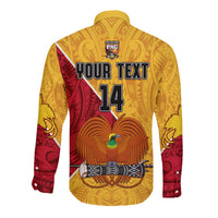 (Custom Text and Number) The Kumuls PNG Long Sleeve Shirt Button Papua New Guinea Polynesian Dynamic Style LT14 - Polynesian Pride