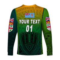 (Custom Personalised) Fiji Ovalau Rugby Long Sleeve Shirts Light Green Style, Custom Text And Number LT8 - Polynesian Pride