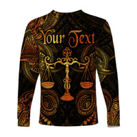 (Custom Personalised) Libra Zodiac Polynesian Long Sleeve Shirt Unique Style - Gold LT8 - Polynesian Pride