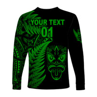 (Custom Personalised) New Zealand Haka Rugby Maori Long Sleeve Shirt Silver Fern Vibes - Green LT8 - Polynesian Pride