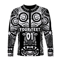 (Custom Personalised) Marquesas Islands Long Sleeve Shirt Marquesan Tattoo Original Style - Black LT8 - Polynesian Pride