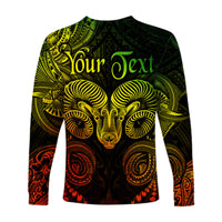 (Custom Personalised) Aries Zodiac Polynesian Long Sleeve Shirt Unique Style - Reggae LT8 - Polynesian Pride