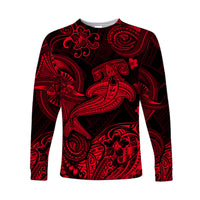 Hawaii Hammer Shark Polynesian Long Sleeve Shirt Unique Style - Red LT8 - Polynesian Pride