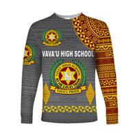 (Custom Personalised) Tonga Vava'u High School Long Sleeve Shirt Simple Style - Grey LT8 - Polynesian Pride
