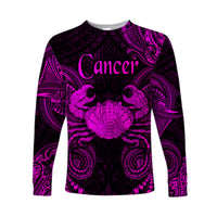 (Custom Personalised) Cancer Zodiac Polynesian Long Sleeve Shirt Unique Style - Pink LT8 Unisex Pink - Polynesian Pride