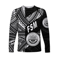 (Custom Personalised) Federated States of Micronesia Long Sleeve Shirts FSM Original Style - Black LT8 - Polynesian Pride