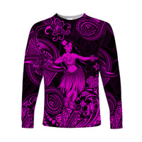 (Custom Personalised) Hawaii Hula Girl Polynesian Long Sleeve Shirt Unique Style - Pink LT8 Unisex Pink - Polynesian Pride