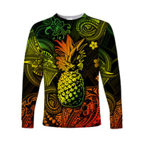 Hawaii Pineapple Polynesian Long Sleeve Shirt Unique Style - Reggae LT8 - Polynesian Pride