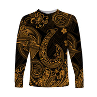 (Custom Personalised) Hawaii Fish Hook Polynesian Long Sleeve Shirt Unique Style - Gold LT8 - Polynesian Pride