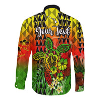 (Custom Personalised) Hawaii Flowers Long Sleeve Button Shirt Color Tribal Pattern Hawaiian LT13 - Polynesian Pride