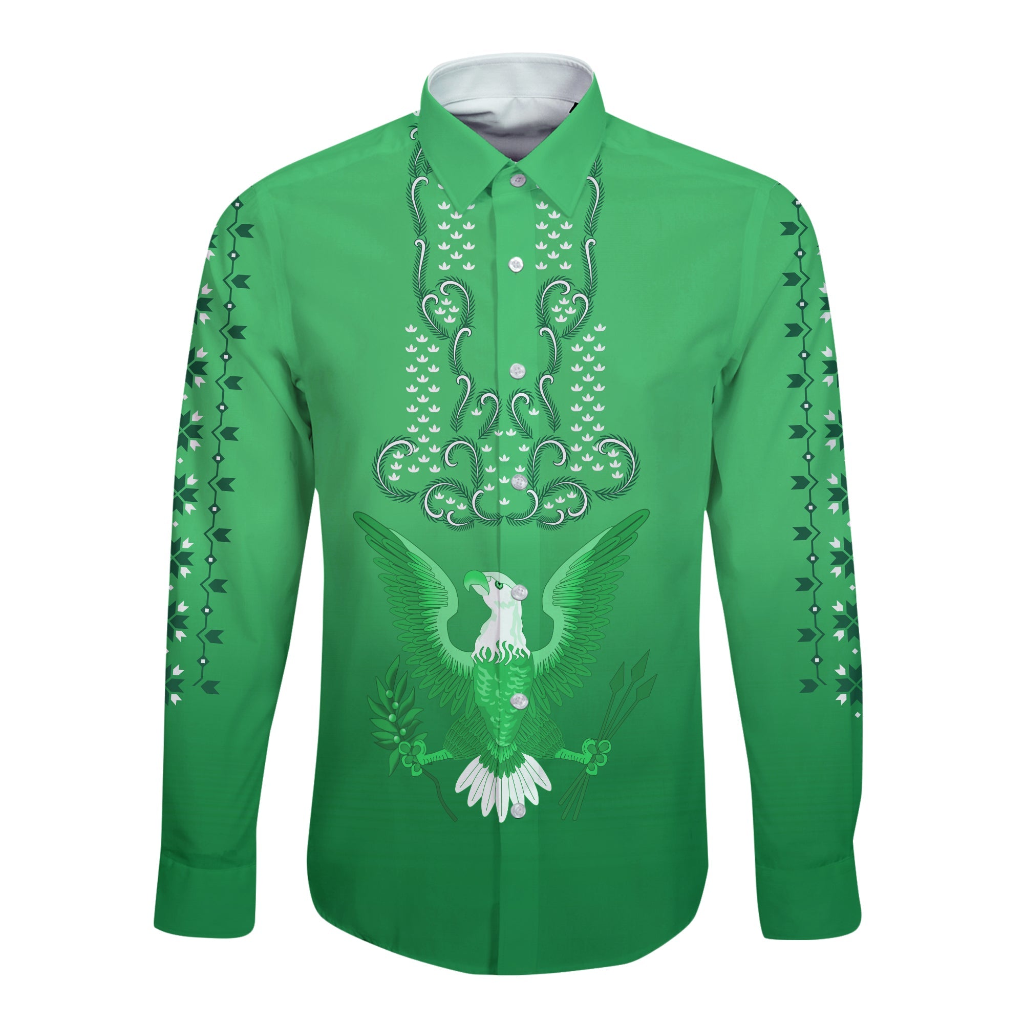 (Custom Personalised) Philippines Long Sleeve Button Shirt Sun Filipino Green Barong LT13 Unisex Green - Polynesian Pride