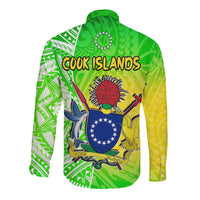 Happy Mangaia Gospel Day Long Sleeve Button Shirt Cook Islands Coat Of Arms Polynesian Pattern LT14 - Polynesian Pride