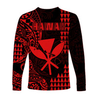 Hawaii Day Kakau Long Sleeve Shirt Proud To Be Hawaiian Red King Kamehameha and Kanaka Maoli LT13 - Polynesian Pride