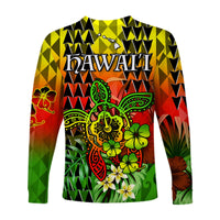 Hawaii Flowers Long Sleeve Shirt Color Tribal Pattern Hawaiian LT13 - Polynesian Pride