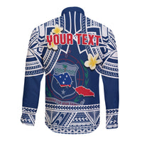 (Custom Personalised) Samoa Long Sleeve Button Shirt Samoan Plumeria Flowers Mix Polynesian Pattern LT14 - Polynesian Pride