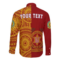 (Custom Personalised) Tonga Vavau High School Long Sleeve Button Shirt Tongan Ngatu Pattern LT14 - Polynesian Pride