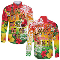 (Custom Personalised) Aloha Poly Fest Long Sleeve Button Shirt Polynesian Pattern With Tropical Flowers LT14 Unisex Reggae - Polynesian Pride