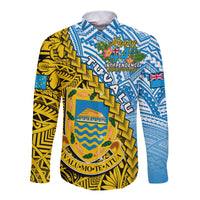 (Custom Personalised) Tuvalu 1978 Long Sleeve Button Shirt Happy 44th Independence Anniversary Polynesian Pattern LT14 - Polynesian Pride