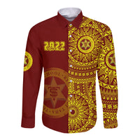 (Custom Text And Number) Tonga High School Long Sleeve Button Shirt Class Of Year Tongan Ngatu Pattern LT14 - Polynesian Pride