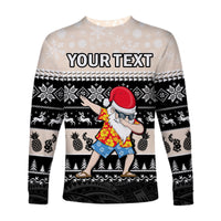 (Custom Personalised) Hawaii Mele Kalikimaka Long Sleeve Shirt Dabbing Santa Black Merry Christmas LT14 - Polynesian Pride