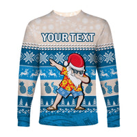 (Custom Personalised) Hawaii Mele Kalikimaka Long Sleeve Shirt Dabbing Santa Blue Merry Christmas LT14 - Polynesian Pride