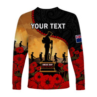 (Custom Personalised) New Zealand Anzac Long Sleeve Shirt Maori Camouflage Mix Poppies We Will Remember Them LT14 - Polynesian Pride