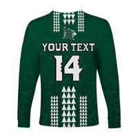 (Custom Text And Number) Hawaii Football Long Sleeve Shirt Kakau Rainbow Warriors Helmet LT14 - Polynesian Pride