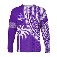 (Custom Text and Number) Fiji Rugby Sevens Long Sleeve Shirt Fijian 7s Tapa Polynesian Purple LT13 - Polynesian Pride