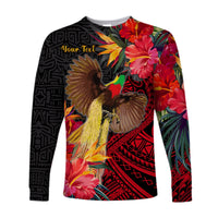 (Custom Personalised) Papua New Guinea Long Sleeve Shirt Bird of Paradise LT13 Unisex Black - Polynesian Pride
