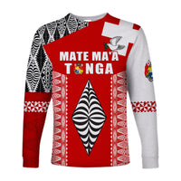 (Custom Text and Number) Tonga Rugby Long Sleeve Shirt Kupesi Ngatu Mate Maa Tonga LT13 - Polynesian Pride