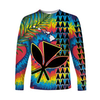 (Custom Personalised) Hawaii Rainbow Tie Dye Long Sleeve Shirt Flowers Polynesian Hawaiian Tribal LT13 - Polynesian Pride