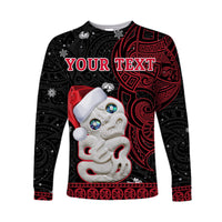 (Custom Personalised) New Zealand Christmas Long Sleeve Shirt Hei Tiki Red Pohutukawa Meri Kirihimete LT14 - Polynesian Pride