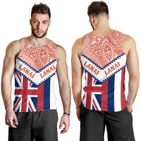 Hawaii Flag Lanai Men's Tank Top - Orange - Mit Style - AH Orange - Polynesian Pride