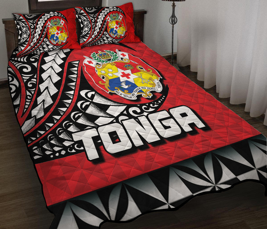Tonga Quilt Bed Set Polynesian Tattoo LT6 Red - Polynesian Pride