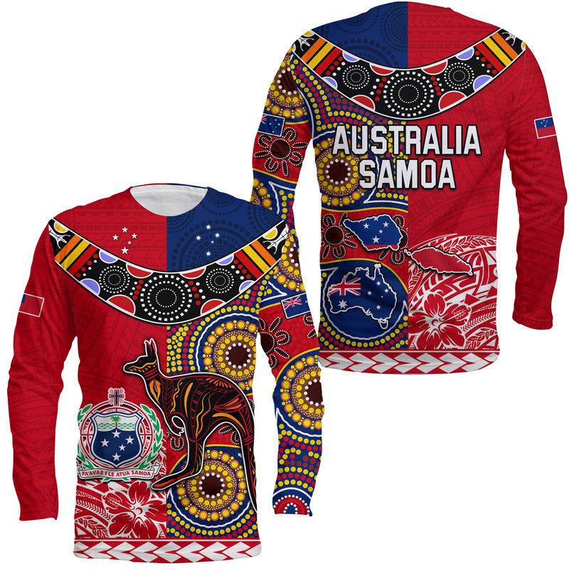 Australia Aboriginal and Samoa Polynesian Long Sleeve Shirt Boomerang LT9 Unisex Red - Polynesian Pride