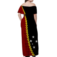 Papua New Guinea Off Shoulder Long Dress 49th Independence Anniversary - Motu Revareva LT7 - Polynesian Pride