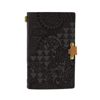 Hawaii Warrior Polynesian Leather Notebook - Gray Leather Gray - Polynesian Pride