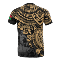 Vanuatu T Shirt Vanuatuan Coat of Arms Gold Turtle Hibiscus - Polynesian Pride