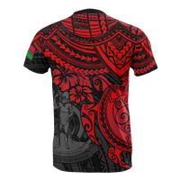 Vanuatu T Shirt Vanuatuan Coat of Arms Red Turtle Hibiscus - Polynesian Pride