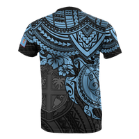 Fiji Polynesian T Shirt Fijian Flag Blue Turtle Hibiscus - Polynesian Pride