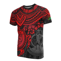 Vanuatu T Shirt Vanuatuan Coat of Arms Red Turtle Hibiscus Unisex RED - Polynesian Pride