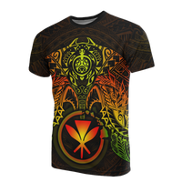 Hawaii T Shirt Reggae Kanaka Maoli Turtle Manta Ray Unisex RED - Polynesian Pride