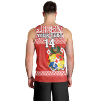(Custom Text And Number) Tonga Rugby Men Tank Top Mate Maa Tonga Pacific Ngatu White LT14 - Polynesian Pride