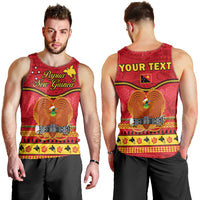 (Custom Personalised) Papua New Guinea Christmas Men Tank Top Bird Of Paradise Bikpela Hamamas Blong Dispela Krismas LT14 Red - Polynesian Pride