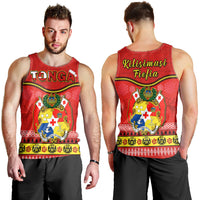 Tonga Christmas Men Tank Top Tongan Ngatu Kilisimasi Fiefia LT14 Red - Polynesian Pride